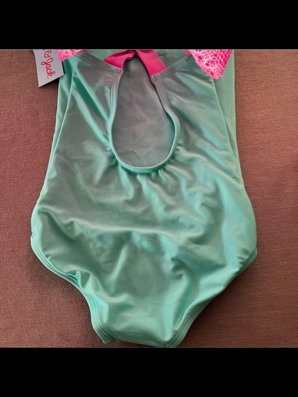 Cat & Jack Teal One-Piece Swimsuit with Lace Shorts